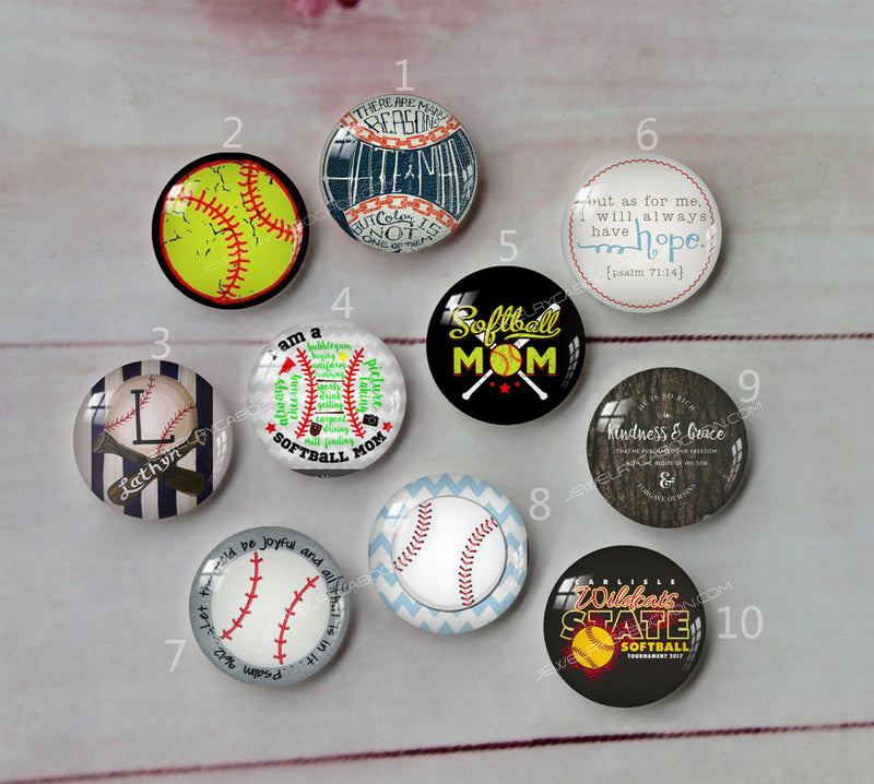 Handmade Round Photo Glass Cabochon baseball A660