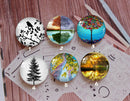 Handmade Round Photo Glass Cabochon plant tree 869