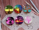 Handmade Round Photo Glass Cabochon plant tree 877