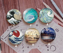 Handmade Round Photo Glass Cabochon Ocean waves 900