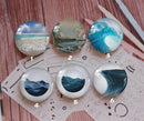 Handmade Round Photo Glass Cabochon Ocean waves 901