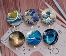 Handmade Round Photo Glass Cabochon Ocean waves 903