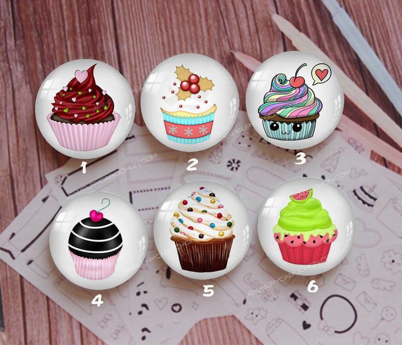 Handmade Round Photo Glass Cabochon cake 917