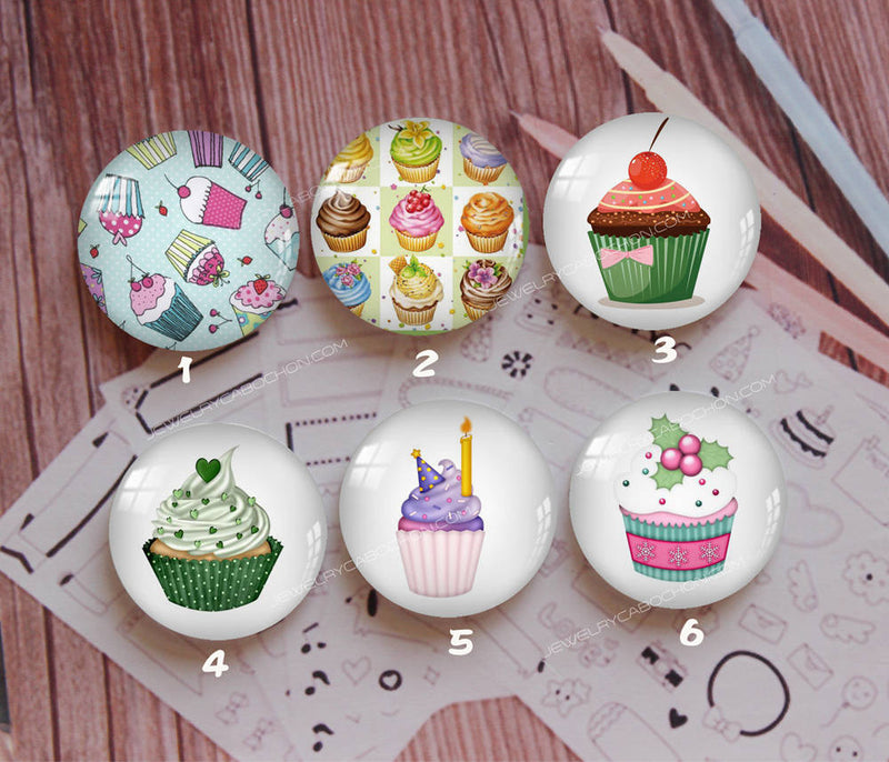 Handmade Round Photo Glass Cabochon cake 918