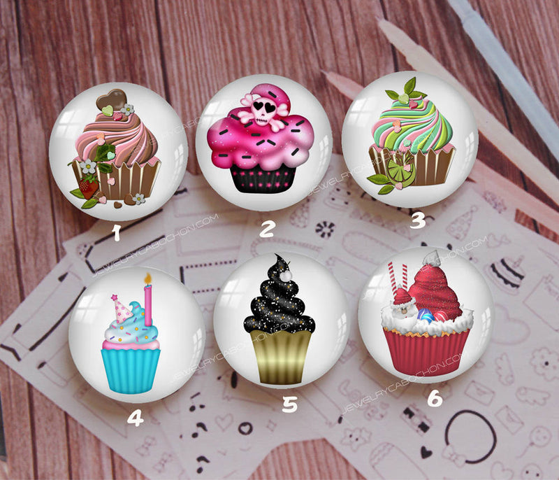 Handmade Round Photo Glass Cabochon cake 920