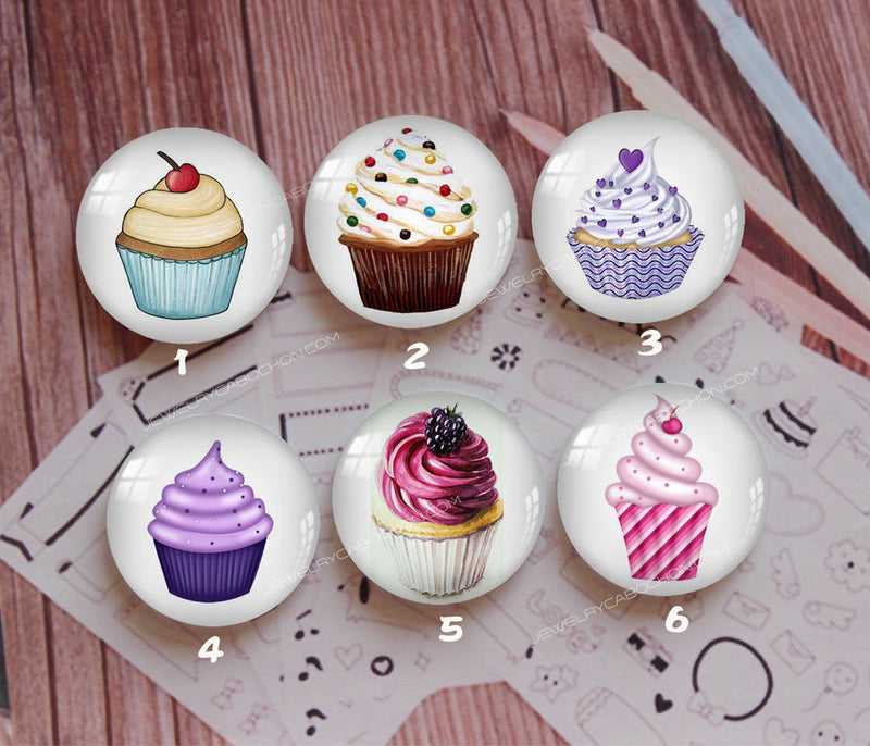 Handmade Round Photo Glass Cabochon cake 921