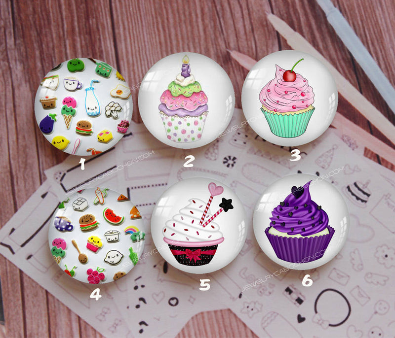Handmade Round Photo Glass Cabochon cake 922