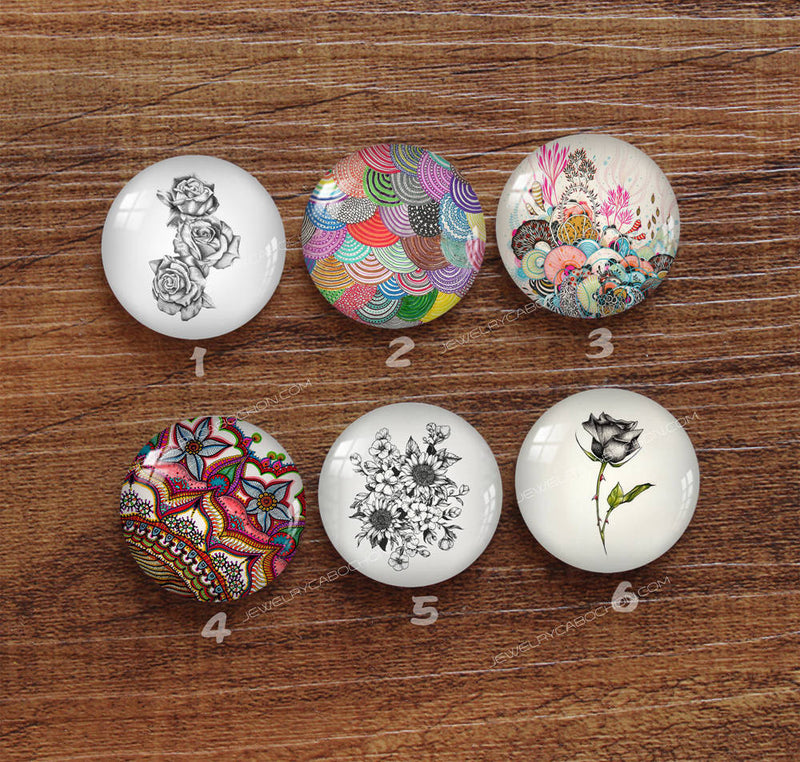 Handmade Round Photo Glass Cabochon Plant flower 937