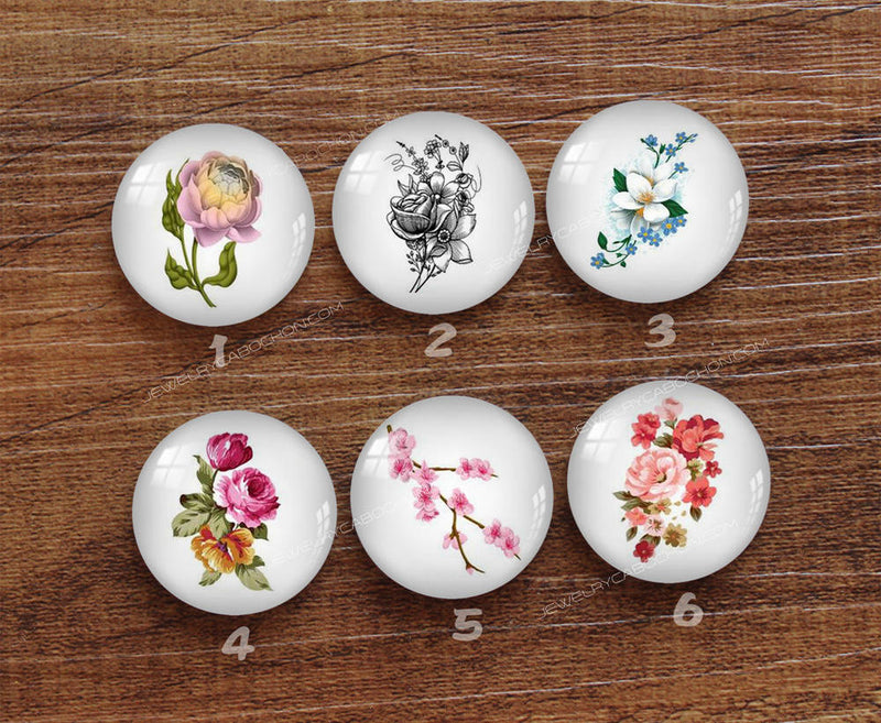 Handmade Round Photo Glass Cabochon Plant flower 945