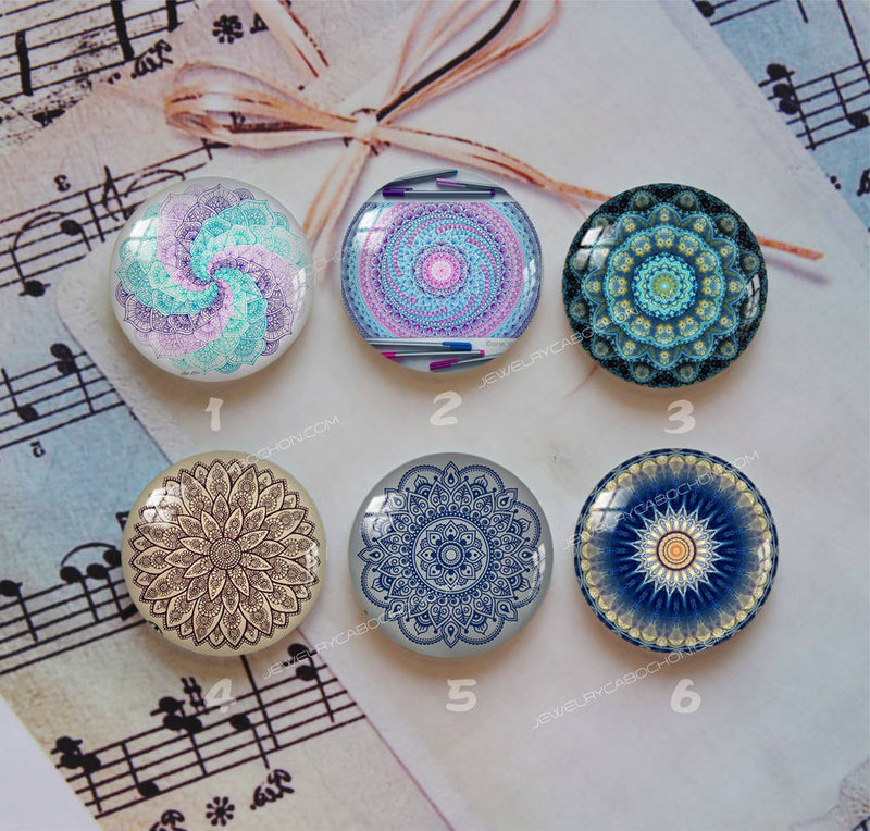 Handmade Round Photo Glass Cabochon Pattern 986