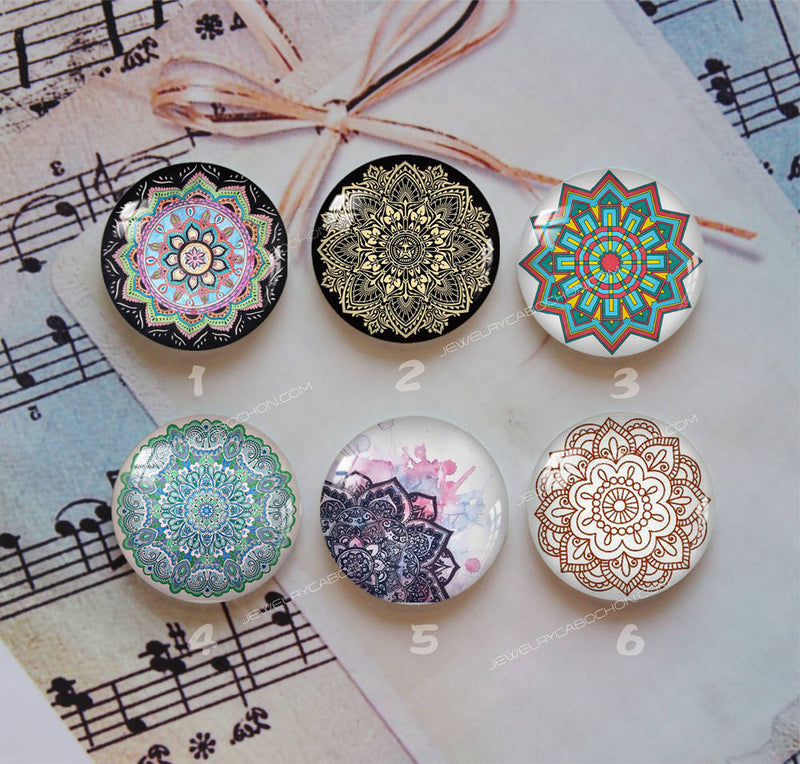 Handmade Round Photo Glass Cabochon Pattern 987