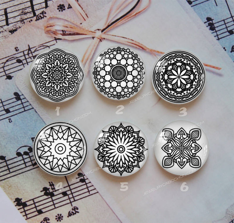 Handmade Round Photo Glass Cabochon Pattern 1015