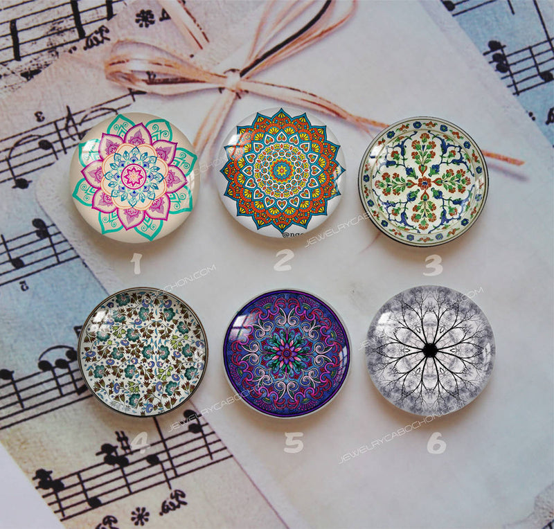 Handmade Round Photo Glass Cabochon Pattern 1034