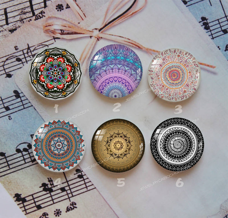 Handmade Round Photo Glass Cabochon Pattern-1043