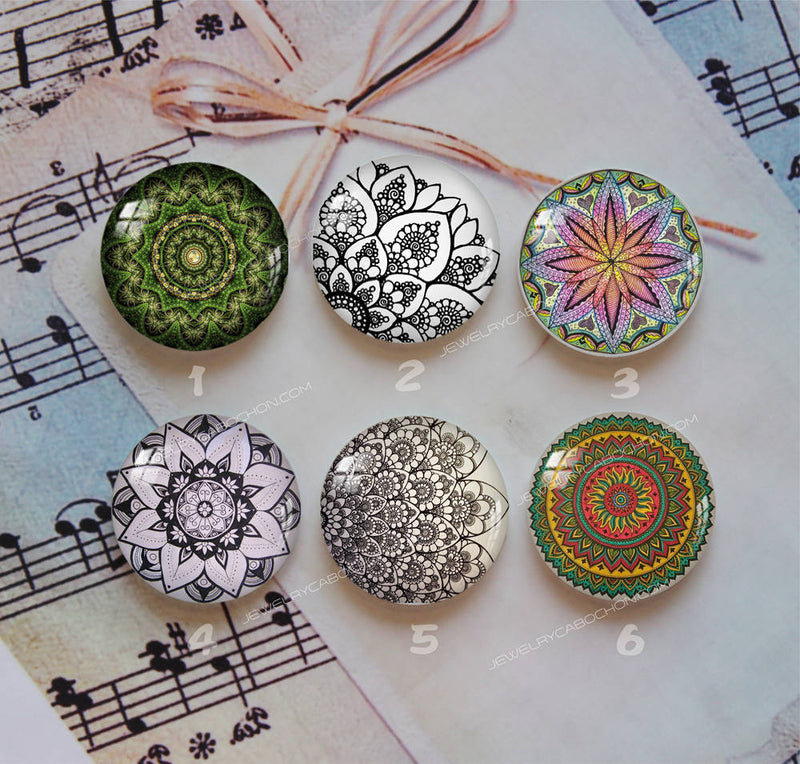 Handmade Round Photo Glass Cabochon Pattern-1047