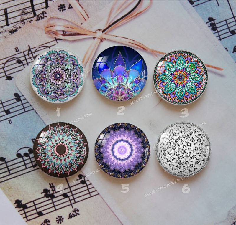 Handmade Round Photo Glass Cabochon Pattern 1050