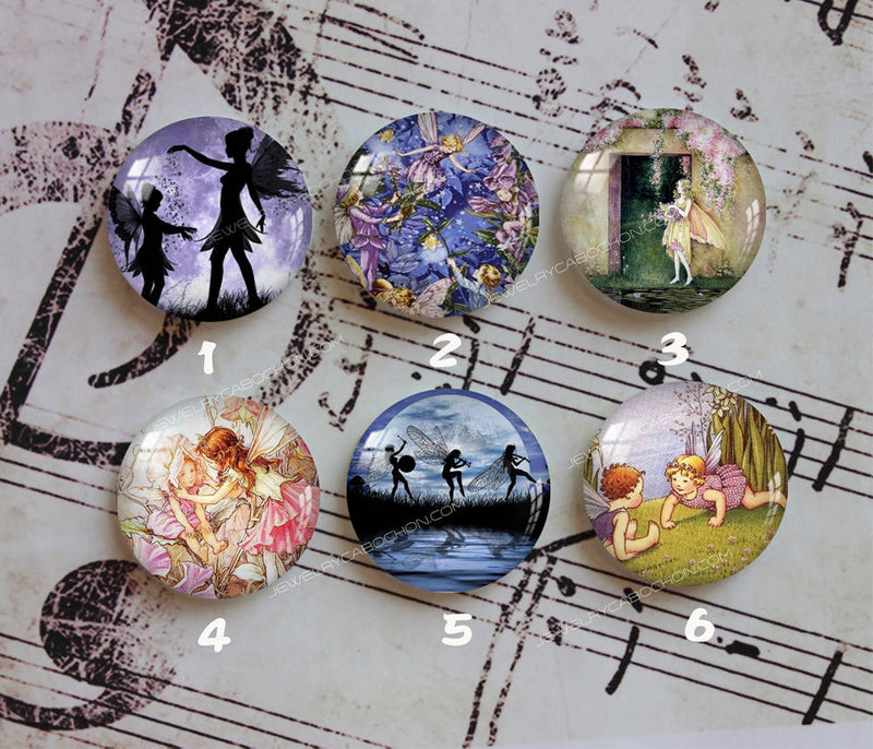 Handmade Round Photo Glass Cabochon Flower elf 1085