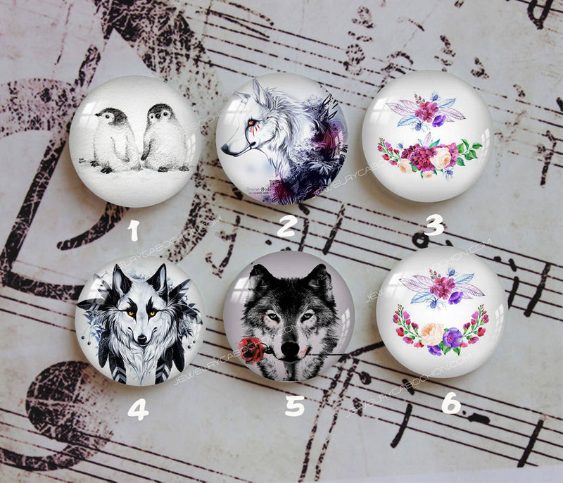 Handmade Round Photo Glass Cabochon animal 1095