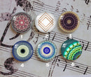 Handmade Round Photo Glass Cabochon geometric Pattern 1100