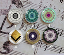 Handmade Round Photo Glass Cabochon geometric Pattern 1103