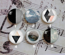 Handmade Round Photo Glass Cabochon geometric Pattern 1108