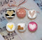 Handmade Round Photo Glass Cabochon Heart pattern 1112