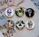 Handmade Round Photo Glass Cabochon Skull 1142