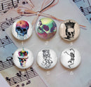 Handmade Round Photo Glass Cabochon Skull 1149