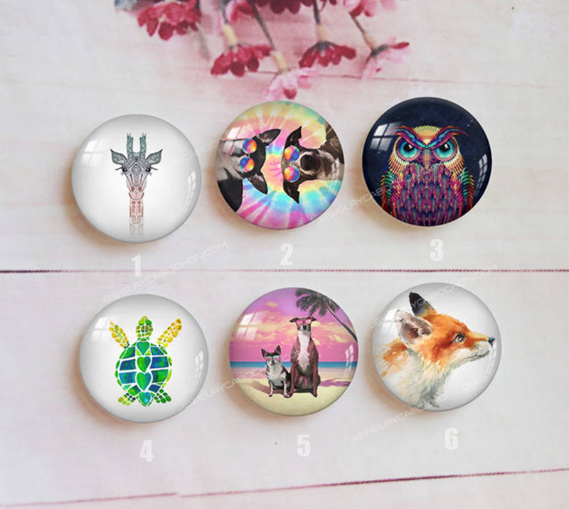 Handmade Round Photo Glass Cabochon animal 1509