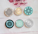 Handmade Round Photo Glass Cabochon Pattern geometric 1510