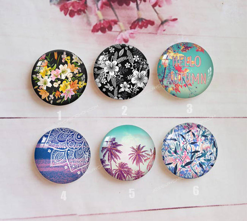 Handmade Round Photo Glass Cabochon Plant flower 1512