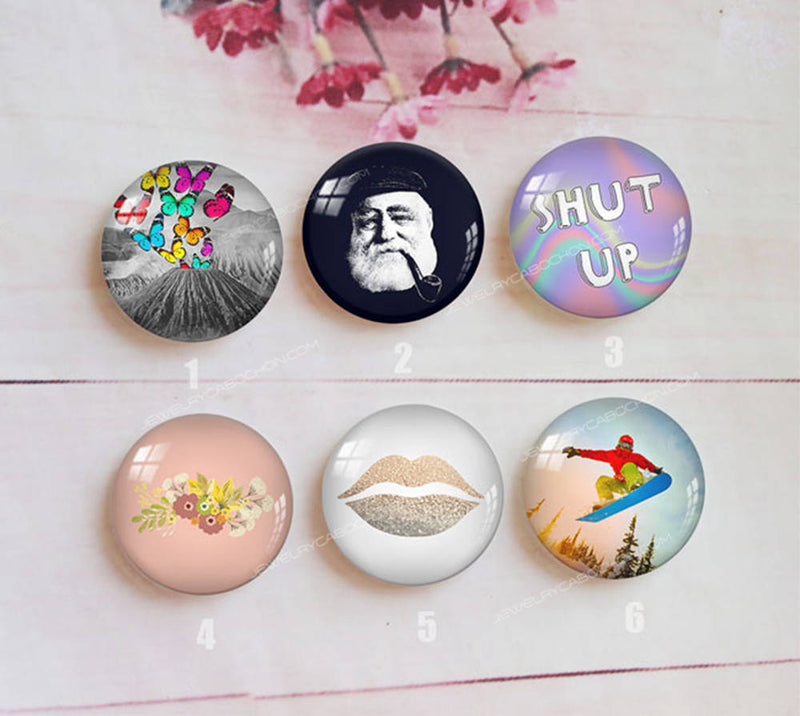Handmade Round Photo Glass Cabochon 1514