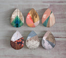 Handmade Teardrop Photo Glass Cabochons Geometry Pattern A325