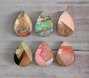 Handmade Teardrop Photo Glass Cabochons Geometry Pattern A326