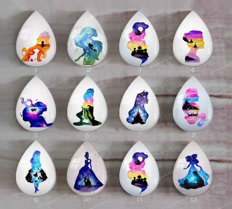 Handmade Teardrop Photo Glass Cabochons A617