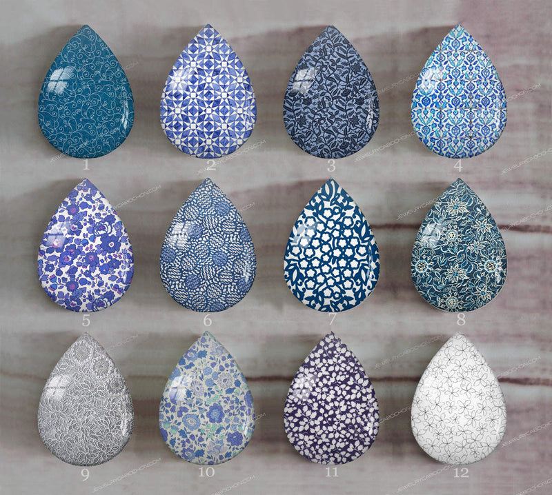 Handmade Teardrop Photo Glass Cabochons Pattern A646