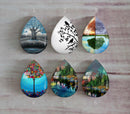 Handmade Teardrop Photo Glass Cabochons Plant tree A349