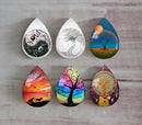 Handmade Teardrop Photo Glass Cabochons Plant tree A363