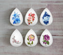 Handmade Teardrop Photo Glass Cabochons Plant flower A394