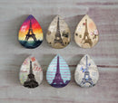 Handmade Teardrop Photo Glass Cabochons Iron tower A472
