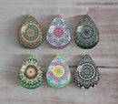 Handmade Teardrop Photo Glass Cabochons Geometric pattern A520