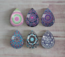 Handmade Teardrop Photo Glass Cabochons Geometric pattern A531