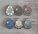 Handmade Teardrop Photo Glass Cabochons Geometric pattern A532