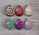 Handmade Teardrop Photo Glass Cabochons Geometric pattern A542