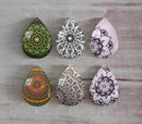 Handmade Teardrop Photo Glass Cabochons Geometric pattern A560
