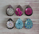 Handmade Teardrop Photo Glass Cabochons Geometric pattern A565