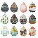 Handmade Teardrop Photo Glass Cabochons geometric 22