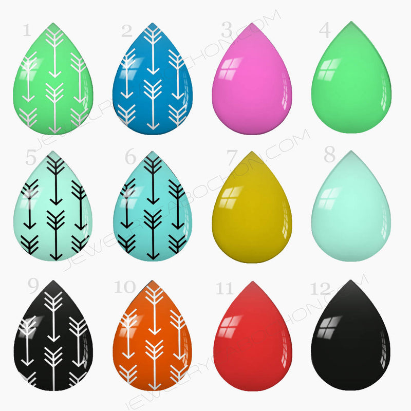 Handmade Teardrop Photo Glass Cabochons 49