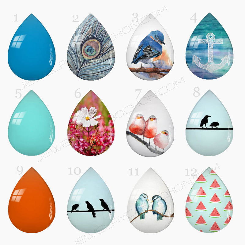 Handmade Teardrop Photo Glass Cabochons 51