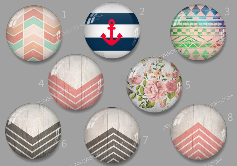 Handmade Round Photo Glass Cabachon geometric 469